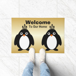 Personalisiertes Pinguin-Design goldfarben Fußmatte