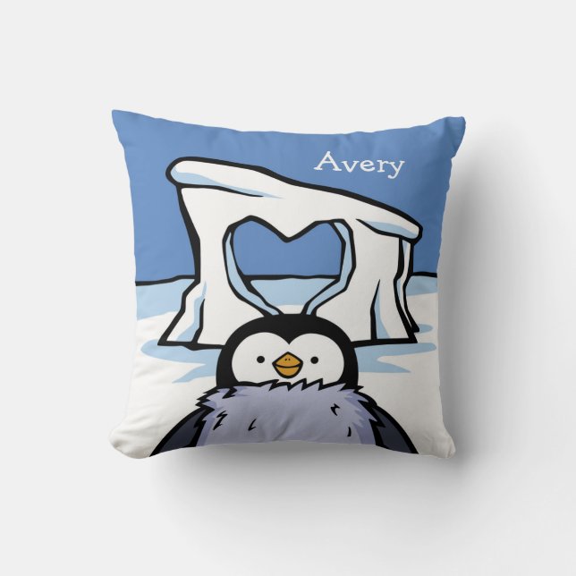 Personalisiertes Pinguin-Kick-Heart-Kissen Kissen (Vorderseite)