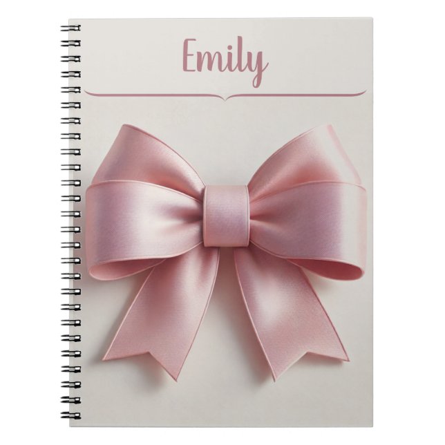 Personalisiertes Pink Bow SpiralNotebook Notizblock (Vorderseite)