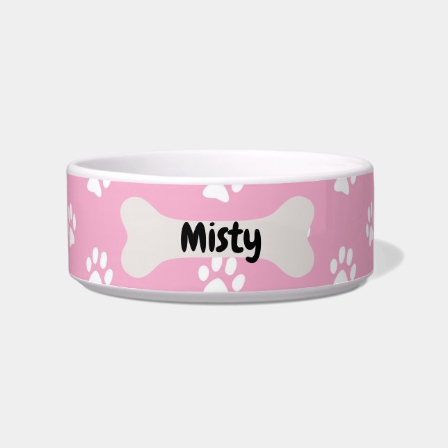 Personalisiertes Pink Dog Welpen Drucken Napf (Vorderseite)