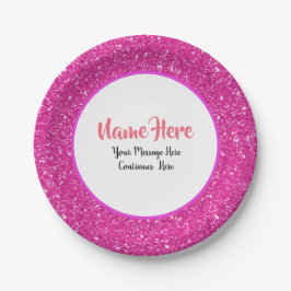 Personalisiertes Pink-Glitzer-Muster Pappteller