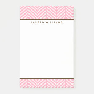 Personalisiertes Pink Herringbone-Muster Post-it Klebezettel