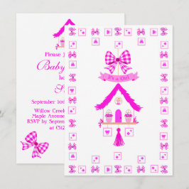 Personalisiertes Pink House Es ist ein Mädchen Einladung