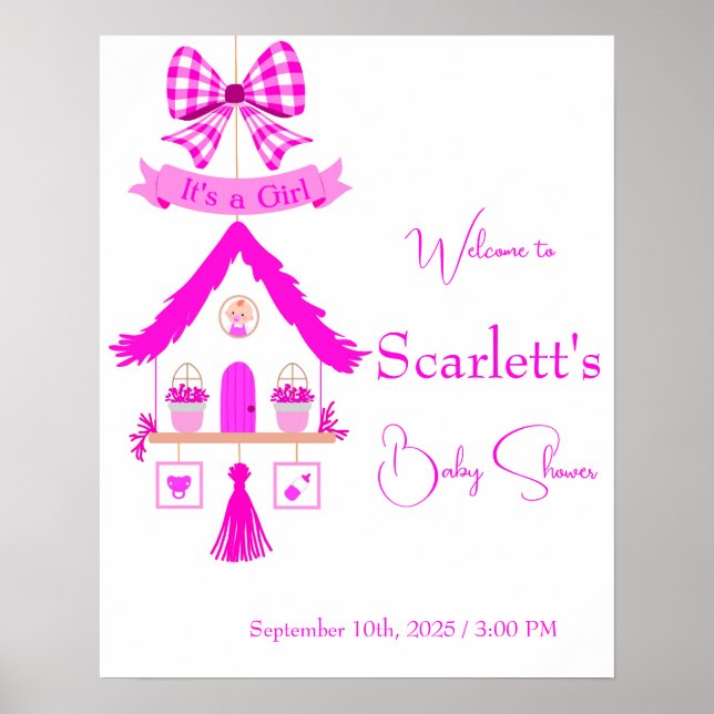 Personalisiertes Pink House Es ist ein Mädchen Poster (Vorne)