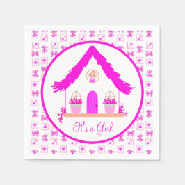 Personalisiertes Pink House Es ist ein Mädchen Serviette