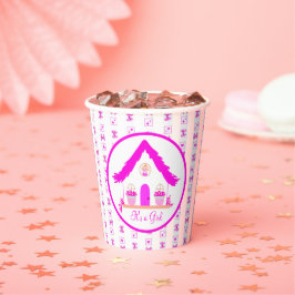 Personalisiertes Pink House Es ist eine Girl Baby  Pappbecher