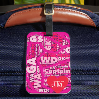 Personalisiertes Pink Netball Gepäckanhänger