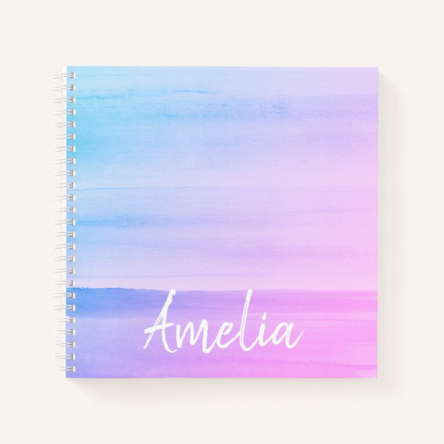 Personalisiertes Pink Ombre Notizbuch (Vorderseite)