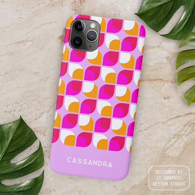 Personalisiertes Pink-Orange-Midcentury-Kunstmuste Case-Mate iPhone Hülle (Von Creator hochgeladen)