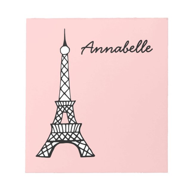 Personalisiertes Pink School Eiffelturm - Notepad- Notizblock (Vorderseite)