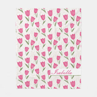Personalisiertes Pink Tulpe Fleecedecke