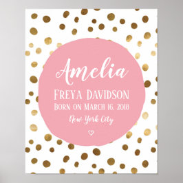 Personalisiertes Pink und Goldfleckenposter Poster