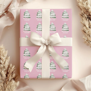 Personalisiertes Pink Weihnachtsbaumwrapping Paper Geschenkpapier