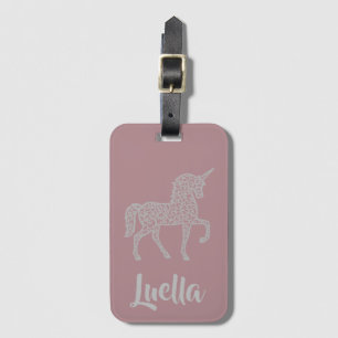 Personalisiertes Pinkes Einhorn-Gepäckanhänger hin Gepäckanhänger