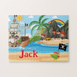 Personalisiertes Piratenschiff-Kindername-Puzzle
