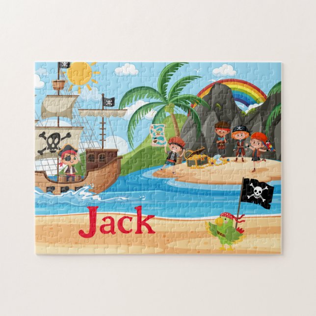 Personalisiertes Piratenschiff-Kindername-Puzzle  (Horizontal)