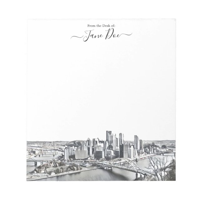 Personalisiertes Pittsburgh Skyline Notepad Notizblock (Vorderseite)