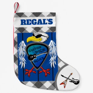 Personalisiertes Plektrum Blues Regal Eagle Kleiner Weihnachtsstrumpf