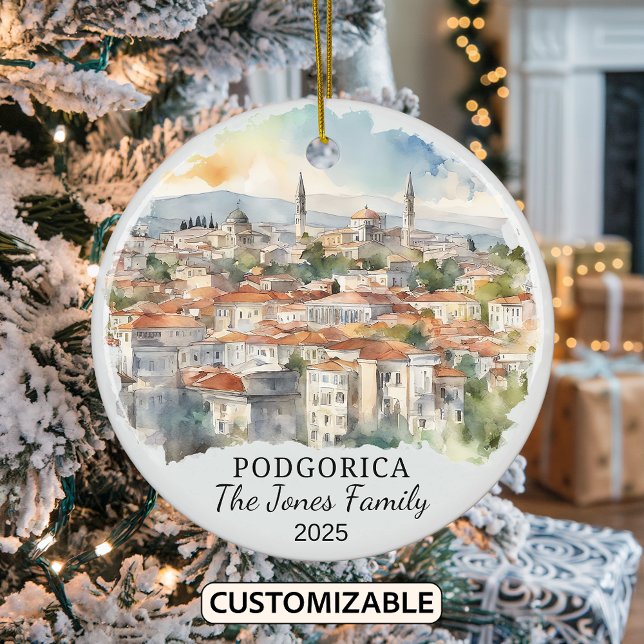 Personalisiertes Podgorica-Ornament, Montenegro Keramik Ornament (Von Creator hochgeladen)