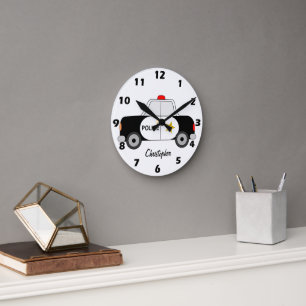 Personalisiertes Polizeiautodesign Runde Wanduhr