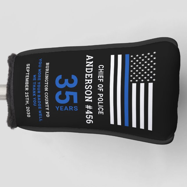Personalisiertes Polizeirezept für dünne blaue Lin Golf Headcover (Vorderseite)