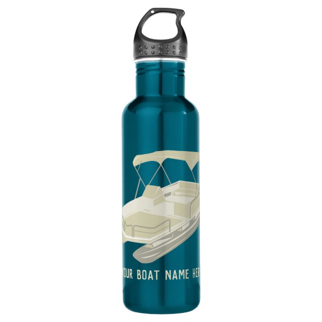 Personalisiertes Pontoon Boat Aqua Blue Water Flas Edelstahlflasche (Vorderseite)
