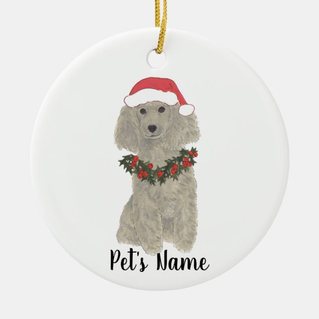 Personalisiertes Poodle (Grausilber) Keramik Ornament (Vorne)