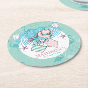 Personalisiertes Pool-Party Runder Pappuntersetzer