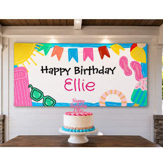 Personalisiertes Poolparty-Geburtstagsbanner Banner