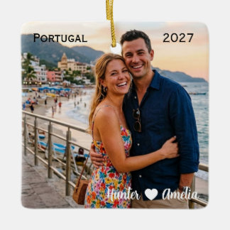Personalisiertes Porto Portugal Foto Hochzeitsreis Keramikornament