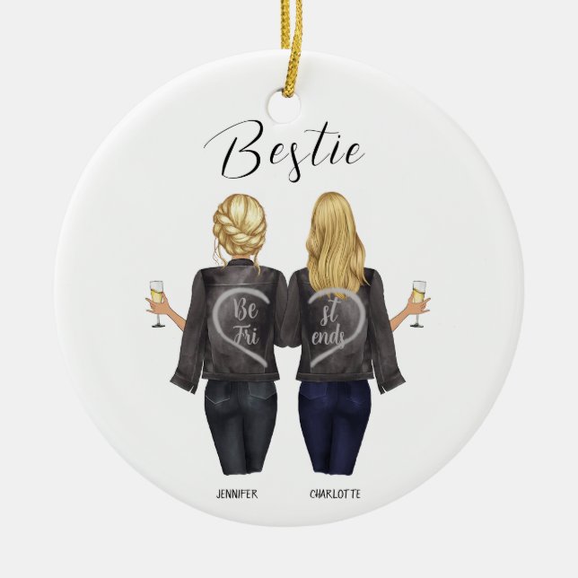 Personalisiertes Portrait Bester Freund Keramik Ornament (Vorne)