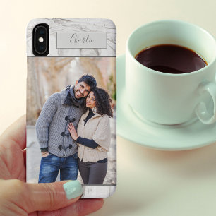 Personalisiertes Portraitfoto auf grauem Marmor Case-Mate iPhone Hülle