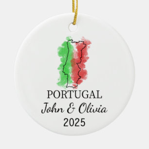 Personalisiertes Portugal-Ornament, Portugal-Flagg Keramik Ornament
