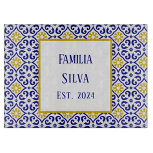 Personalisiertes Portugiesisches Tiles blaues Mitt Schneidebrett