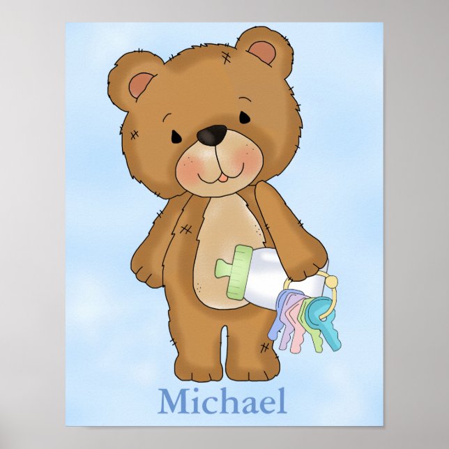 Personalisiertes Poster Baby Boy Teddy Bear Baby B (Vorne)