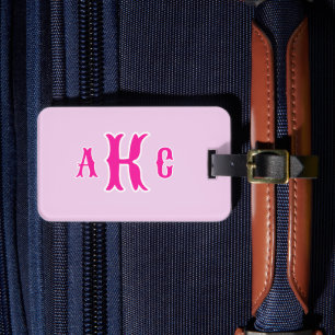 Personalisiertes Preppy-Monogramm Rosa und Lila Gepäckanhänger