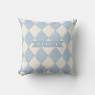Personalisiertes Preppy Sanftes Blau Flauschiges A Kissen