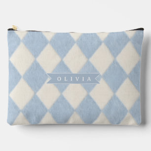 Personalisiertes Preppy Sanftes Blaues Flauschiges Zubehörtasche