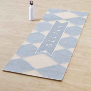 Personalisiertes Preppy Soft Blau Flauschig Argyle Yogamatte