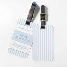 Personalisiertes Preppy-Staubblau-Gestreiftes-Name
