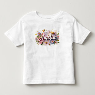 Personalisiertes Prinzessinnen-Blumen-Kinder-T-Shi Kleinkind T-shirt