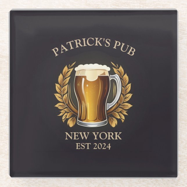 Personalisiertes Pub-Zeichen für das Logo "Zuhause Glasuntersetzer (Vorderseite)