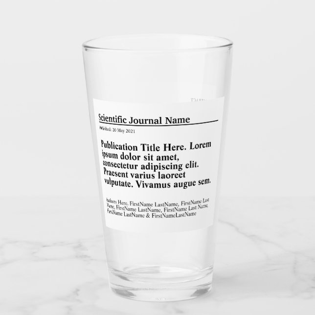 Personalisiertes Publikationsglas - weißer Hinterg Glas (Vorderseite)