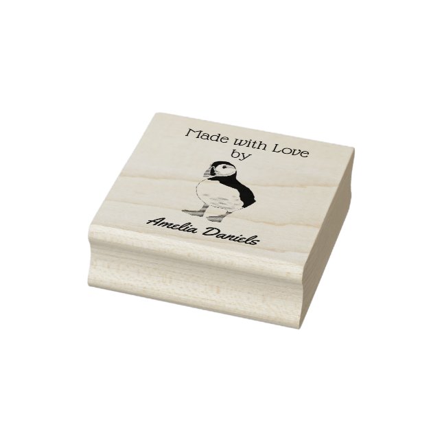 Personalisiertes Puffin hergestellt mit Liebe Gummistempel (Stempel)
