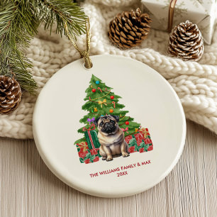 Personalisiertes Pug-Hund-Weihnachten Keramik Ornament