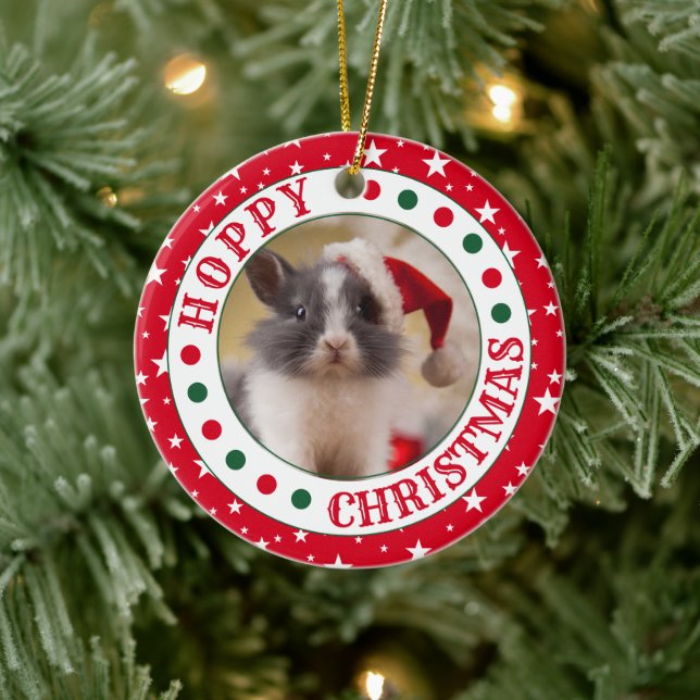 Personalisiertes Rabbit-Foto Keramik Ornament (Baum)