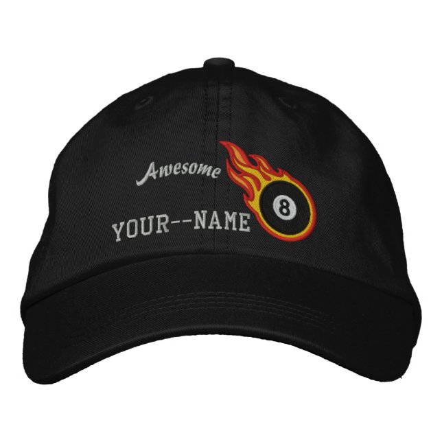 Personalisiertes Racing Flames Eight Ball Bullet A Bestickte Kappe (Vorderseite)
