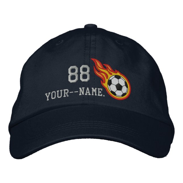 Personalisiertes Racing Flames Soccer Bullet Abzei Bestickte Kappe (Vorderseite)