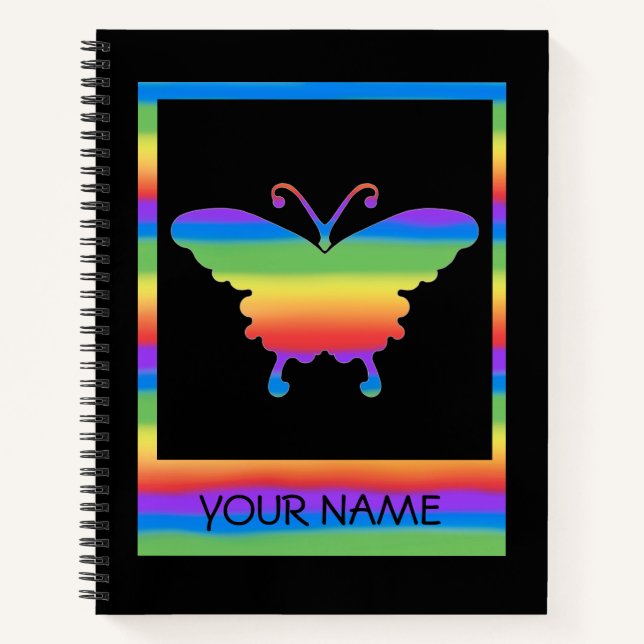 Personalisiertes Rainbow Butterfly SpiralNotebook Notizbuch (Vorderseite)