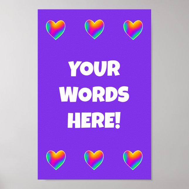 Personalisiertes Rainbow Hearts Poster (Vorne)
